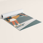 Single Fin Soul - Surfing Illustration with Longboard Balancing Surfer Girl Yoga Mat Gallery Image 2
