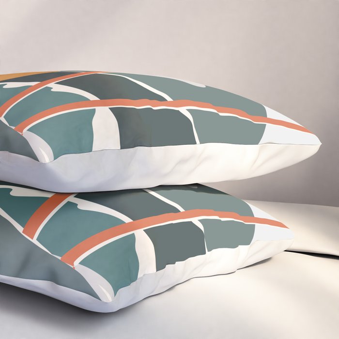 Single Fin Soul - Surfing Illustration with Longboard Balancing Surfer Girl Pillow Sham Gallery Image 3