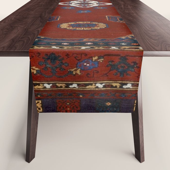Antique Anatolian Ushak Crimson Wine Turkish Rug Table Runner Gallery Image 1