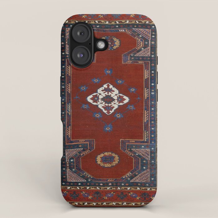 Antique Anatolian Ushak Crimson Wine Turkish Rug iPhone Case Gallery Image 1