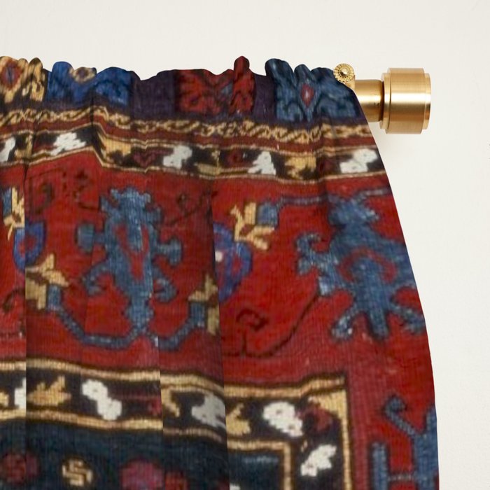 Antique Anatolian Ushak Crimson Wine Turkish Rug Window Curtain Gallery Image 2