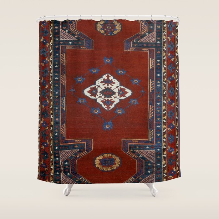Antique Anatolian Ushak Crimson Wine Turkish Rug Shower Curtain Gallery Image 1