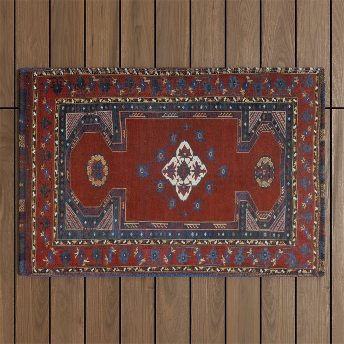 Antique Anatolian Ushak Crimson Wine Turkish Rug Outdoor Rug Gallery Image 1