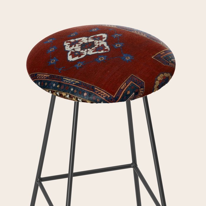 Antique Anatolian Ushak Crimson Wine Turkish Rug Stool Gallery Image 2