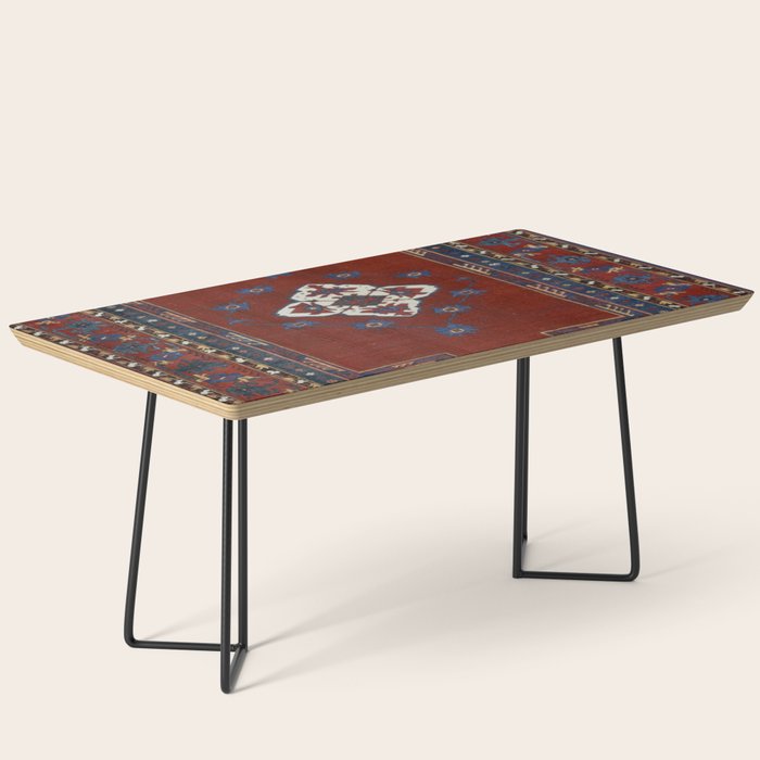 Antique Anatolian Ushak Crimson Wine Turkish Rug Coffee Table Gallery Image 1