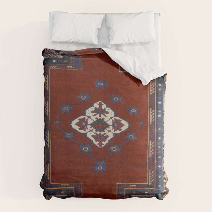 Antique Anatolian Ushak Crimson Wine Turkish Rug Duvet Cover Gallery Image 1