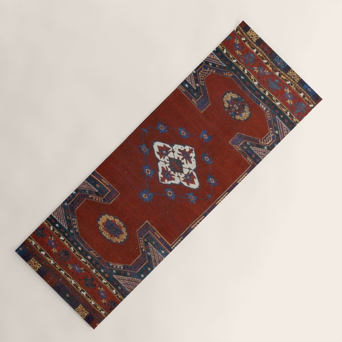 Antique Anatolian Ushak Crimson Wine Turkish Rug Yoga Mat Gallery Image 1
