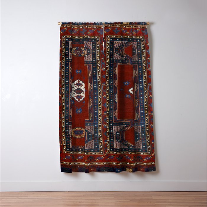 Antique Anatolian Ushak Crimson Wine Turkish Rug Window Curtain Gallery Image 3