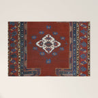 Antique Anatolian Ushak Crimson Wine Turkish Rug Welcome Mat Gallery Image 1