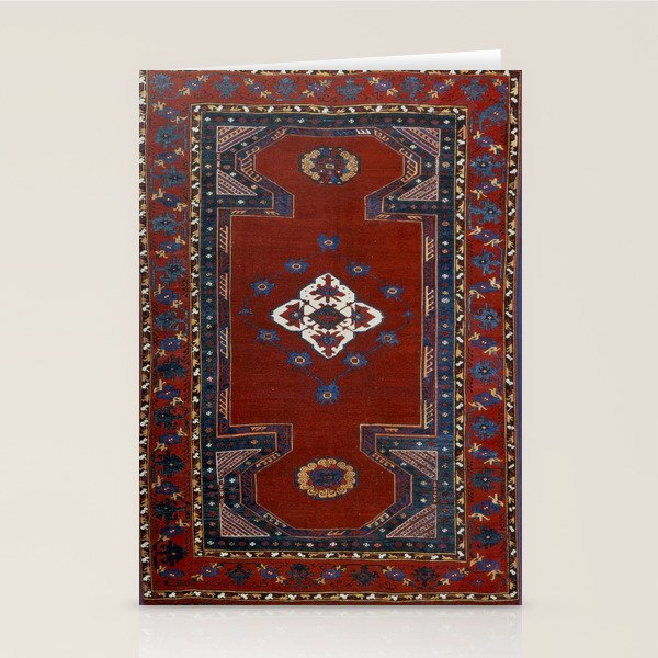 Antique Anatolian Ushak Crimson Wine Turkish Rug Stationery Card Gallery Image 1