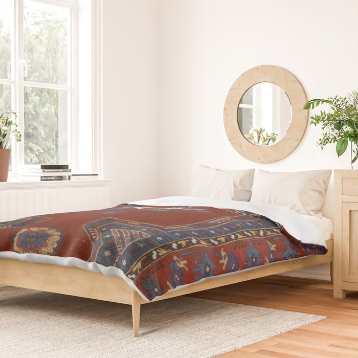 Antique Anatolian Ushak Crimson Wine Turkish Rug Duvet Cover Gallery Image 2