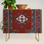 Antique Anatolian Ushak Crimson Wine Turkish Rug Credenza Gallery Image 1