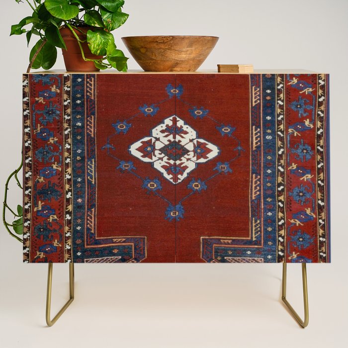 Antique Anatolian Ushak Crimson Wine Turkish Rug Credenza Gallery Image 1