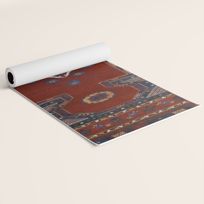 Antique Anatolian Ushak Crimson Wine Turkish Rug Yoga Mat Gallery Image 2