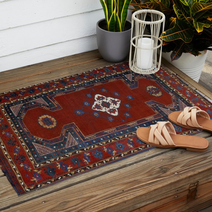 Antique Anatolian Ushak Crimson Wine Turkish Rug Outdoor Rug Gallery Image 2