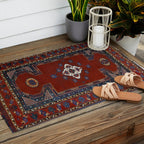 Antique Anatolian Ushak Crimson Wine Turkish Rug Outdoor Rug Gallery Image 2