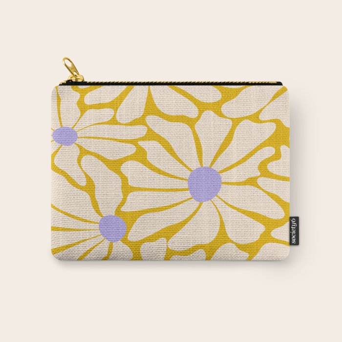 Big Groovy Flower - Purple, Yellow, Off-White Carry All Pouch Gallery Image 1