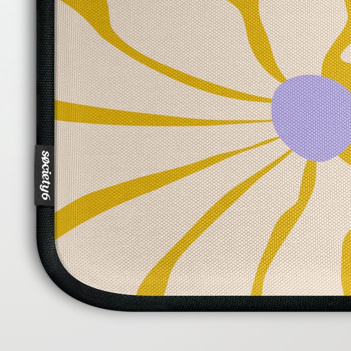 Big Groovy Flower - Purple, Yellow, Off-White Laptop Sleeve Gallery Image 3