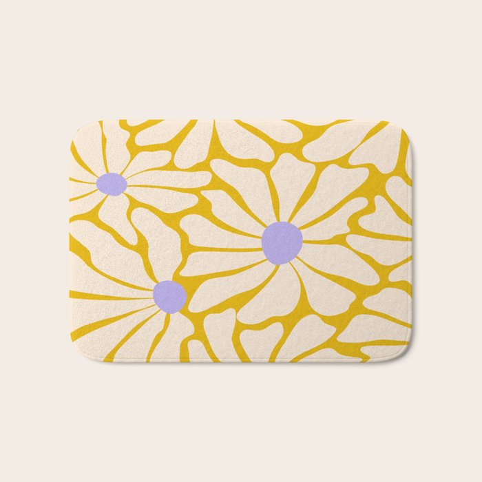 Big Groovy Flower - Purple, Yellow, Off-White Bath Mat Gallery Image 1