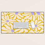 Big Groovy Flower - Purple, Yellow, Off-White Desk Mat Gallery Image 1