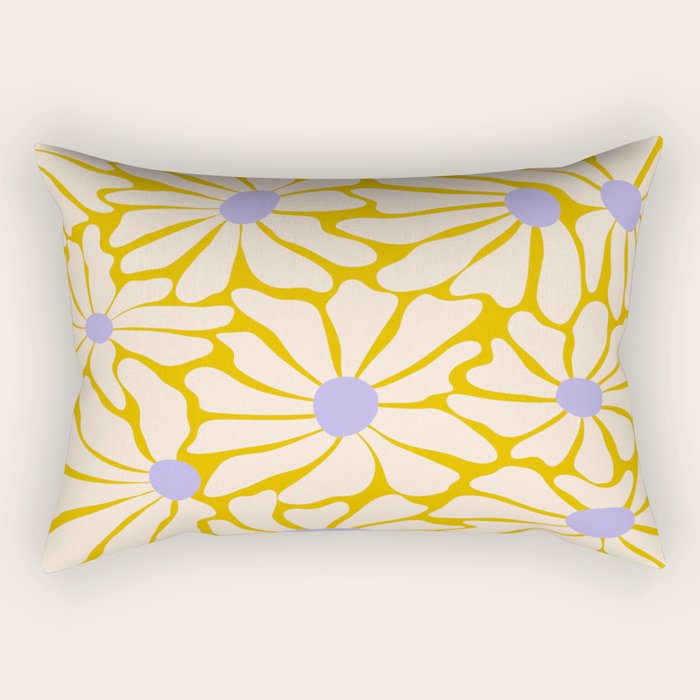 Big Groovy Flower - Purple, Yellow, Off-White Rectangular Pillow Gallery Image 1