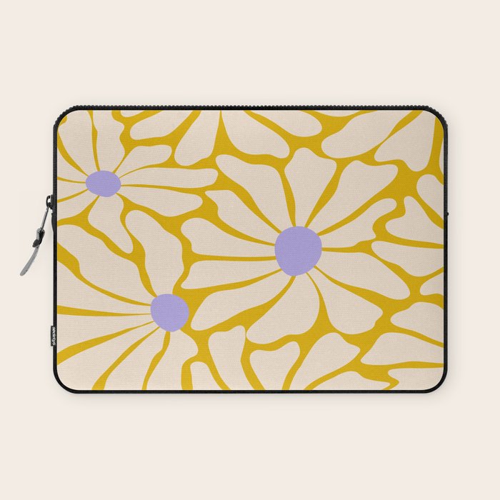 Big Groovy Flower - Purple, Yellow, Off-White Laptop Sleeve Gallery Image 1