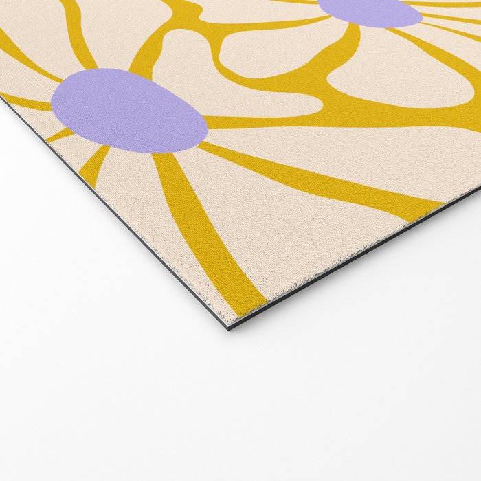 Big Groovy Flower - Purple, Yellow, Off-White Welcome Mat Gallery Image 2
