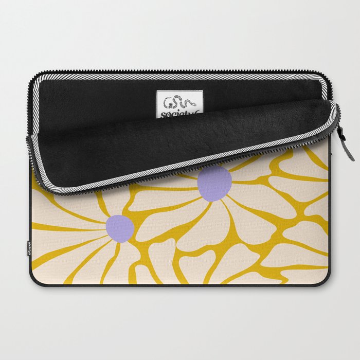 Big Groovy Flower - Purple, Yellow, Off-White Laptop Sleeve Gallery Image 2