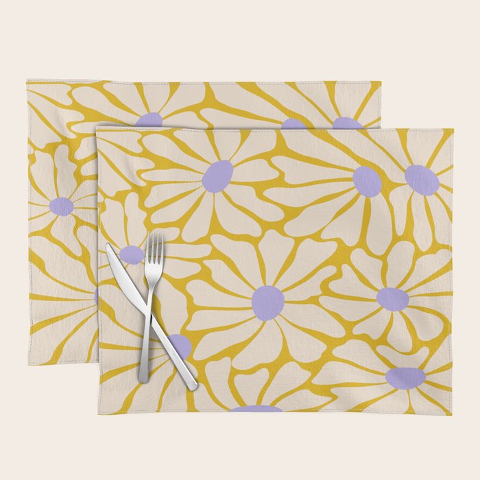 Big Groovy Flower - Purple, Yellow, Off-White Placemat Gallery Image 1