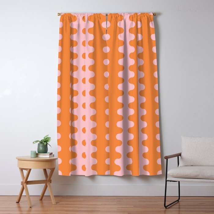 Bold Fun Ogee A-Go-Go Vertical Stripes Pop Pattern in Orange and Pink Window Curtain Gallery Image 5