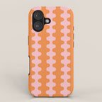 Bold Fun Ogee A-Go-Go Vertical Stripes Pop Pattern in Orange and Pink iPhone Case Gallery Image 1