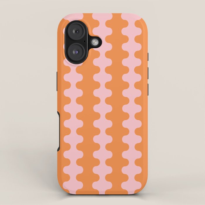 Bold Fun Ogee A-Go-Go Vertical Stripes Pop Pattern in Orange and Pink iPhone Case Gallery Image 1