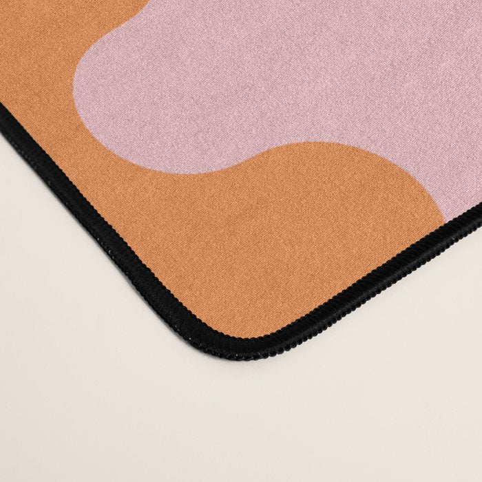 Bold Fun Ogee A-Go-Go Vertical Stripes Pop Pattern in Orange and Pink Desk Mat Gallery Image 4