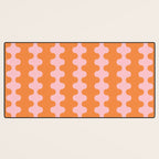 Bold Fun Ogee A-Go-Go Vertical Stripes Pop Pattern in Orange and Pink Desk Mat Gallery Image 3