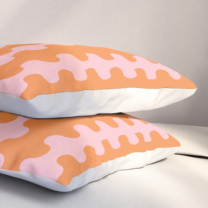 Bold Fun Ogee A-Go-Go Vertical Stripes Pop Pattern in Orange and Pink Pillow Sham Gallery Image 3