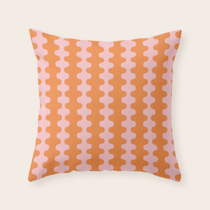 Bold Fun Ogee A-Go-Go Vertical Stripes Pop Pattern in Orange and Pink Throw Pillow Gallery Image 6