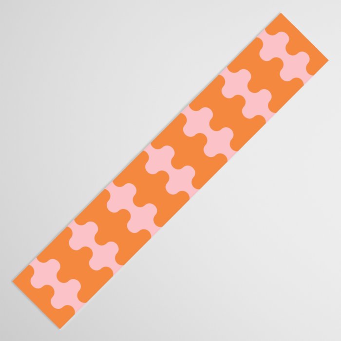 Bold Fun Ogee A-Go-Go Vertical Stripes Pop Pattern in Orange and Pink Table Runner Gallery Image 3
