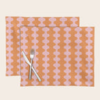 Bold Fun Ogee A-Go-Go Vertical Stripes Pop Pattern in Orange and Pink Placemat Gallery Image 1