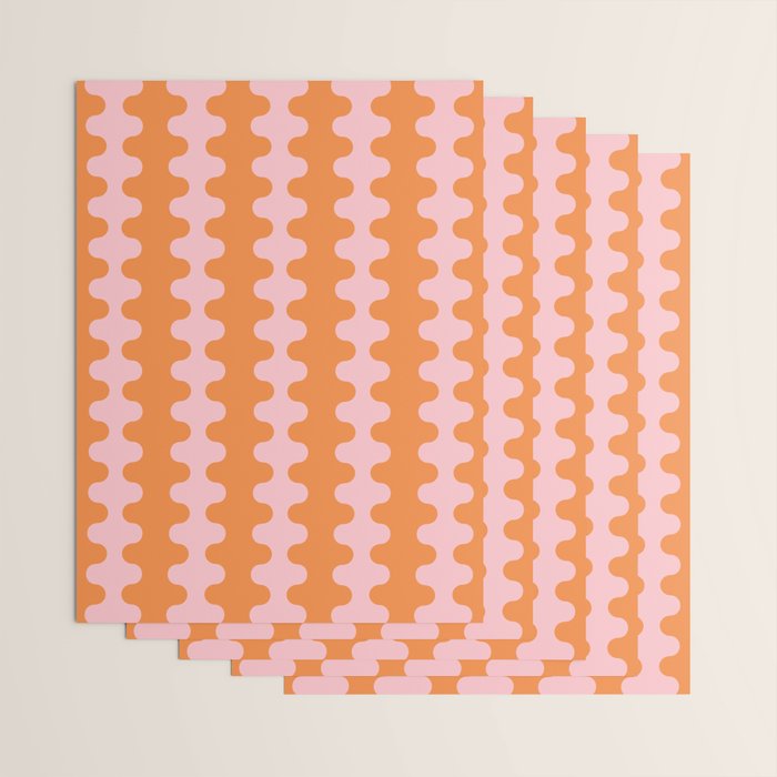 Bold Fun Ogee A-Go-Go Vertical Stripes Pop Pattern in Orange and Pink Wrapping Paper Gallery Image 3