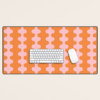 Bold Fun Ogee A-Go-Go Vertical Stripes Pop Pattern in Orange and Pink Desk Mat Gallery Image 1