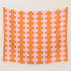 Bold Fun Ogee A-Go-Go Vertical Stripes Pop Pattern in Orange and Pink Wall Tapestry Gallery Image 4