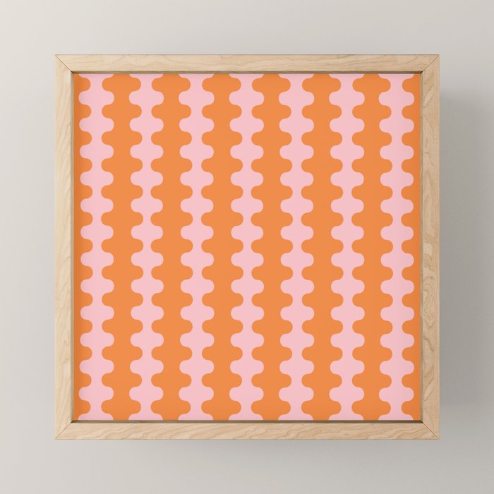 Bold Fun Ogee A-Go-Go Vertical Stripes Pop Pattern in Orange and Pink Mini Art Print Gallery Image 1