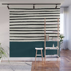 Dark Teal x Stripes Wall Mural Gallery Image 1