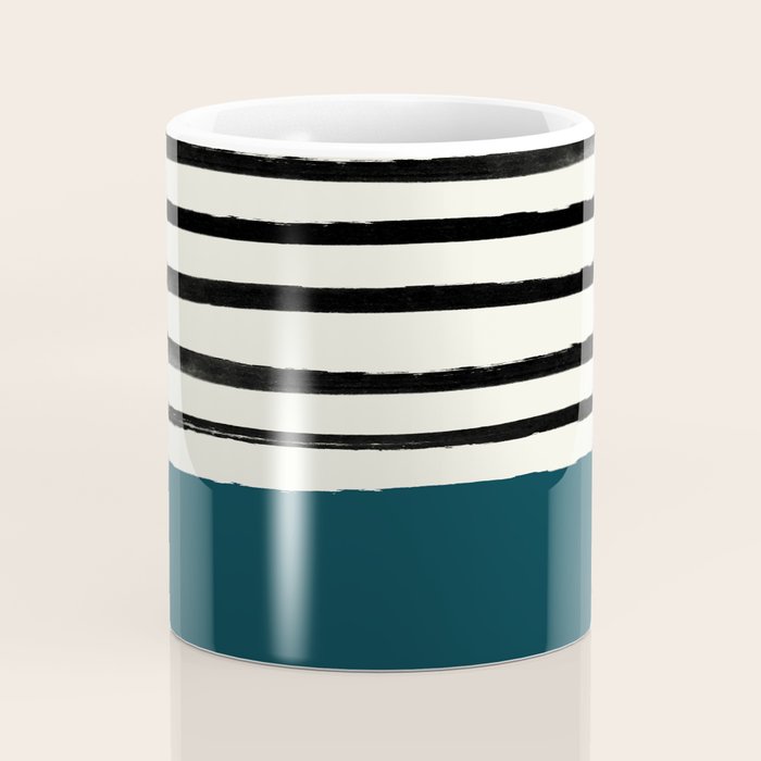 Dark Teal x Stripes Coffee Mug Gallery Image 4