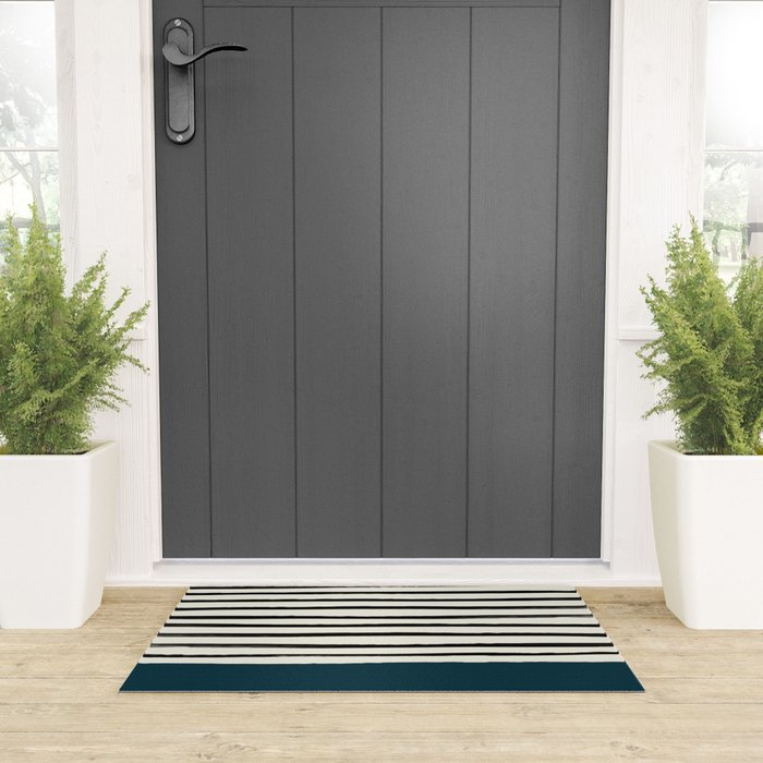 Dark Teal x Stripes Welcome Mat Gallery Image 3