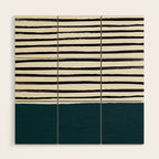 Dark Teal x Stripes Wood Wall Art Gallery Image 1