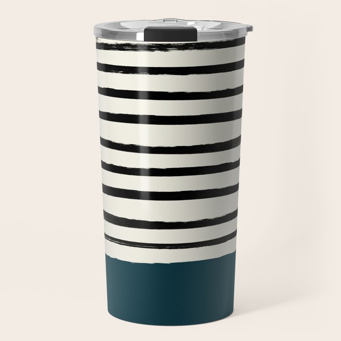 Dark Teal x Stripes Travel Mug Gallery Image 1