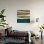 Dark Teal x Stripes Wood Wall Art Gallery Image 2