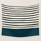 Dark Teal x Stripes Wall Tapestry Gallery Image 4