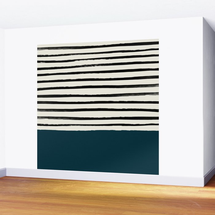 Dark Teal x Stripes Wall Mural Gallery Image 2